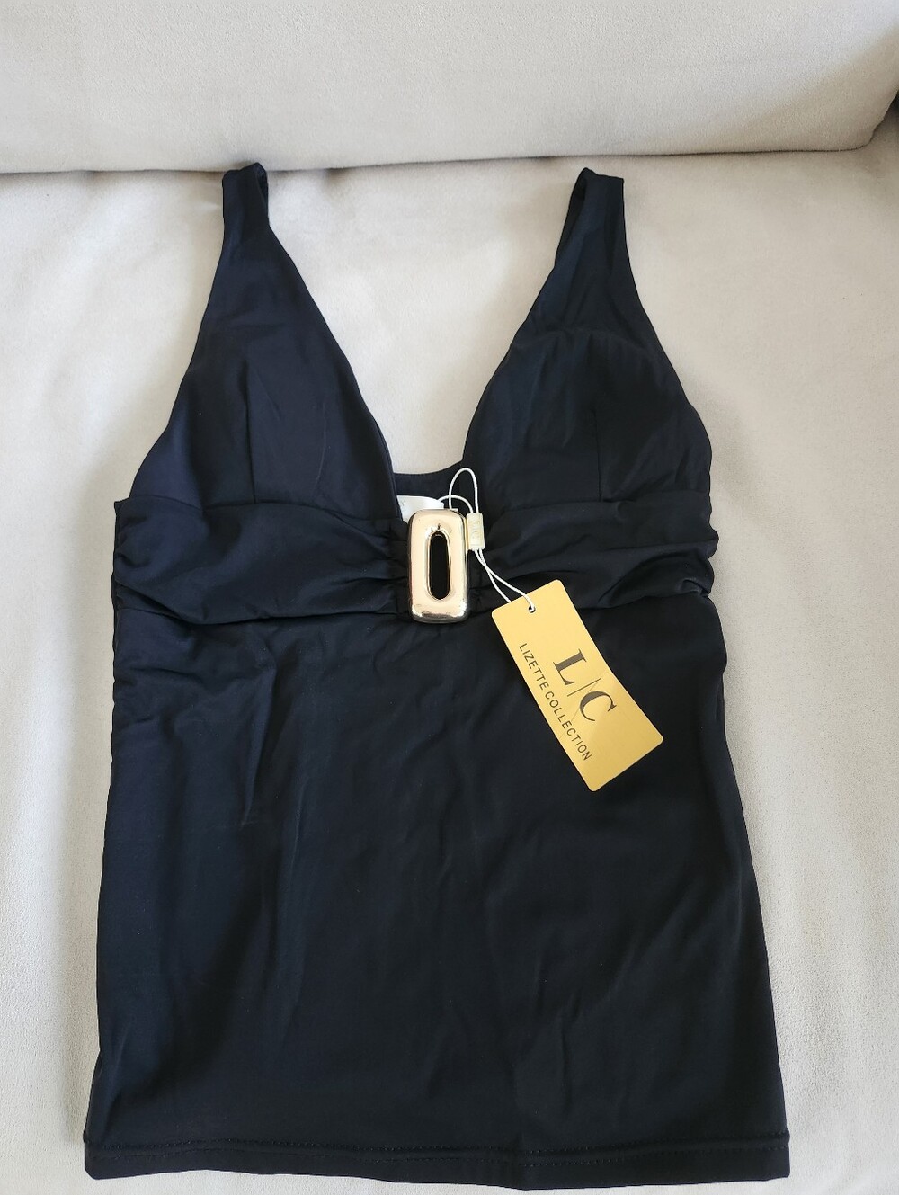 Black Deep V Tank Top - Women's Sleeveless Top - Picture 3 of 3